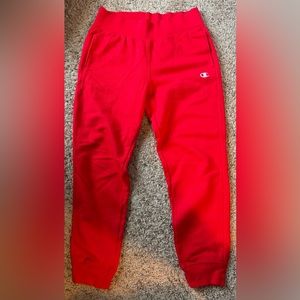 Red large champion sweatpants